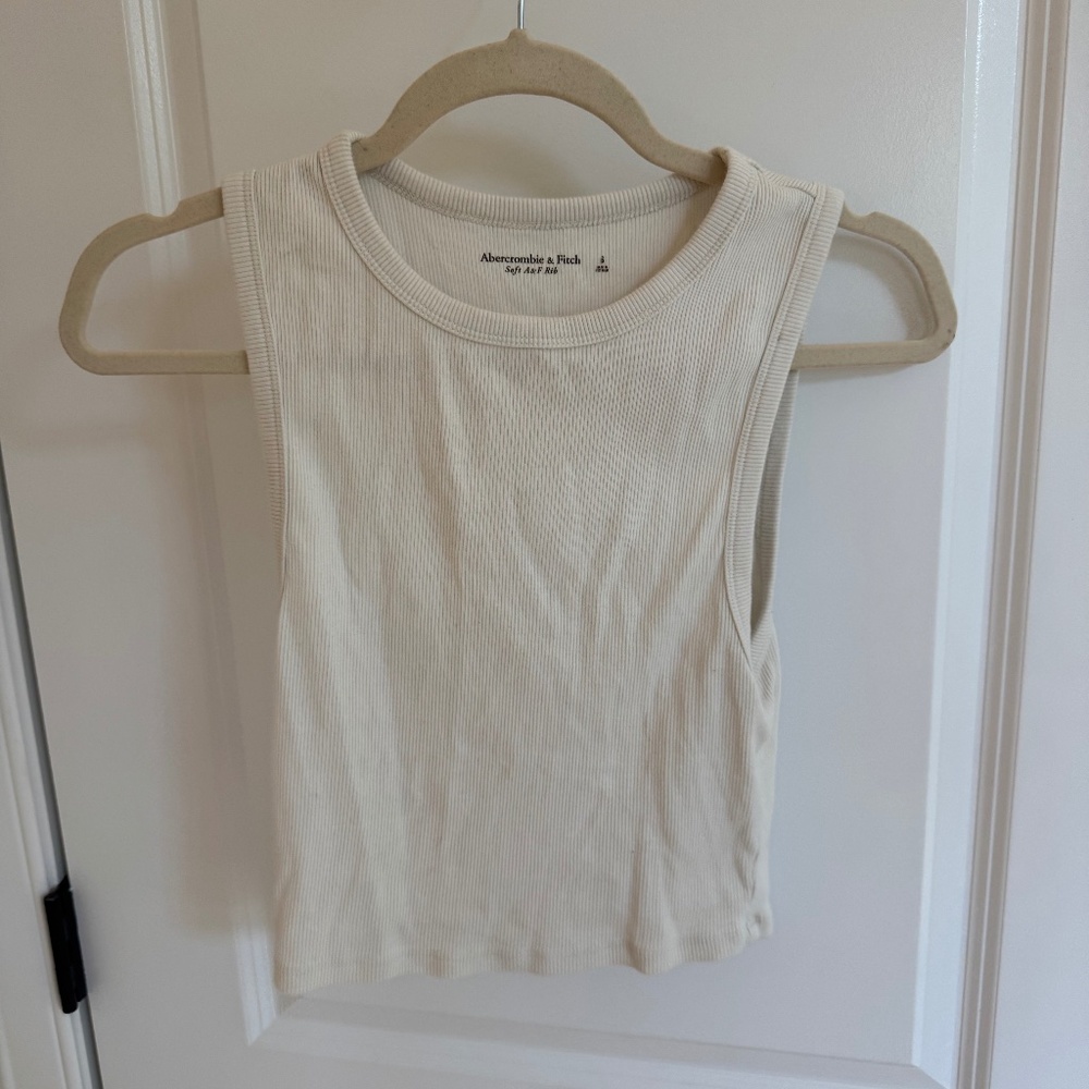 Abercrombie Women's Cropped Ribbed Muscle Tank - Small - White
